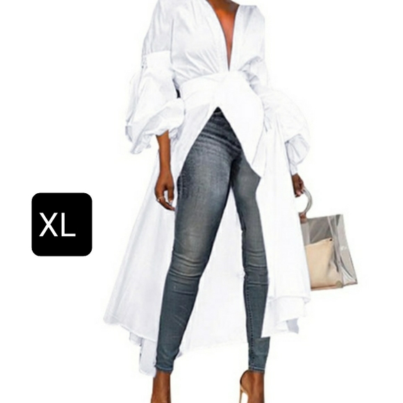 UNKNOW Tops - NEW Women Sexy V Neck Puff Sleeve White XL